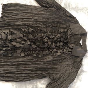 Tuxedo Ruffle Blouse